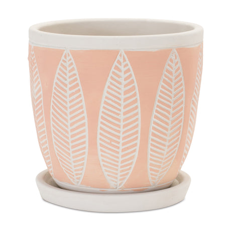 Stone planter w plate (set of 2)