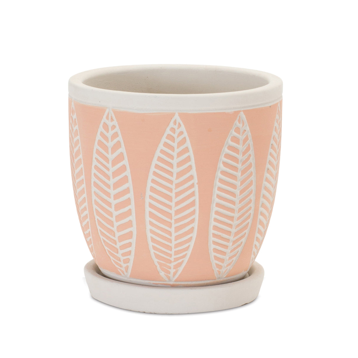 Stone planter w plate (set of 2)