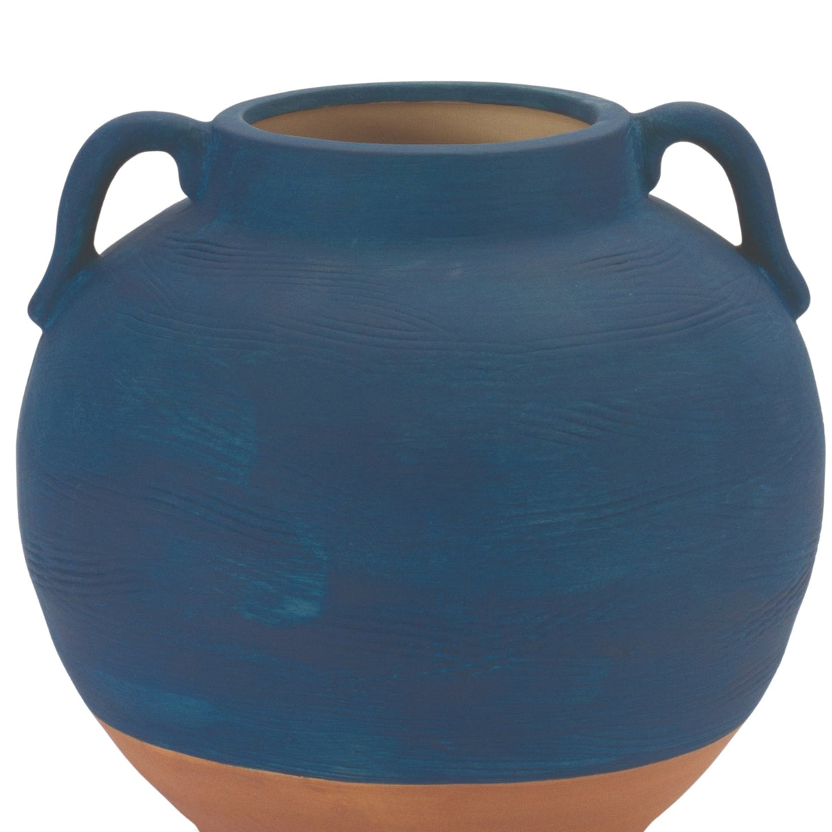 Ceramic Urn Vase with Terra Cotta Accent 7"H