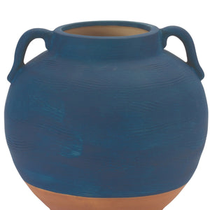 Ceramic Urn Vase with Terra Cotta Accent 7"H