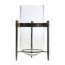 Glass Hurricane Candle Holder in Metal Stand 13.5"H
