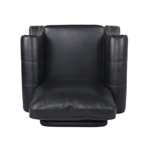 Contemporary Black PU Club Chair with Nailhead Trim and Rolled Armrests