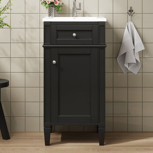 French Style Bathroom Vanity with Ceramic Sink and Soft-Close Doors - Black or White