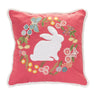 Embroidered Rabbit Floral Pillow 16"SQ