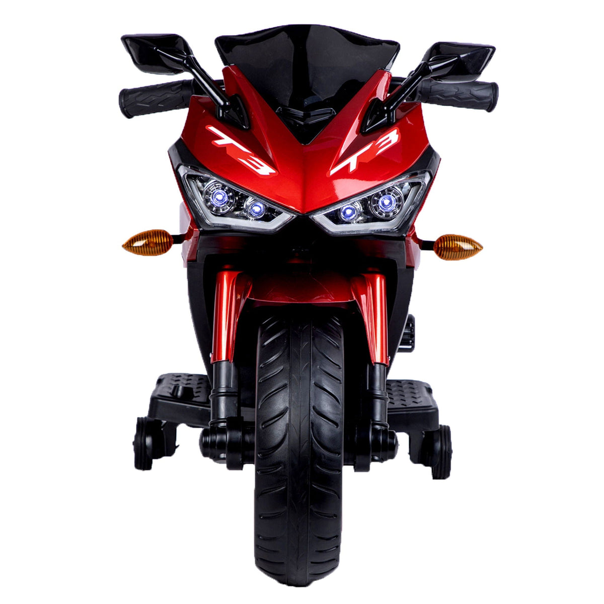 Kids 12V Motorcycle With Training Wheels, Manual Throttle, And Lighting Wheels For Boys And Girls Ages 3-6 - Red