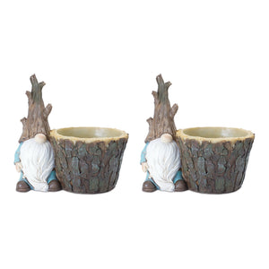 Tree Trunk Gnome Planter (Set of 2)