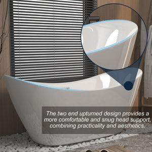 Freestanding Tub With Overflow And Pop Up Drain, Ergonomic Design