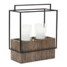 Wood candle holder with metal frame 18"h