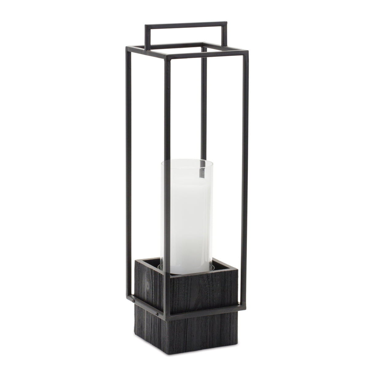 Wood candle holder with metal frame 20"h
