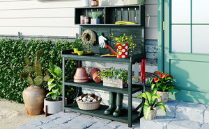 TOPMAX 65' Large Wooden Farmhouse Rustic Outdoor Potting Bench Table