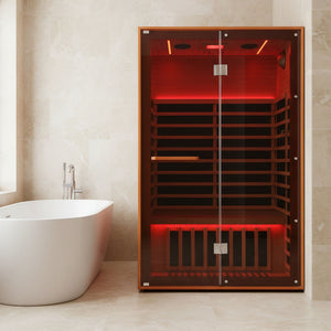 Double Sauna Room With Carbon Heating Plates - American White Oak