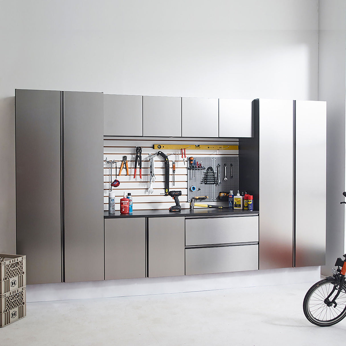 Nova Series - Garage Cabinet Set A With Soft Closing Doors - Metallic Gray