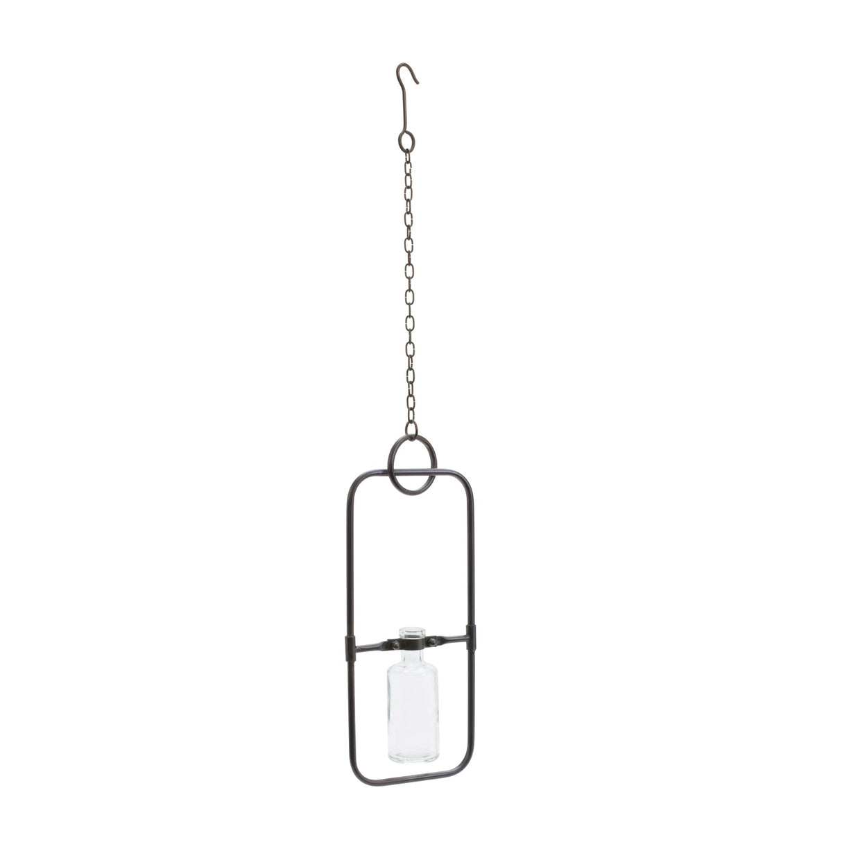 Hanging Bottle Vase in Metal Frame (Set of 2)