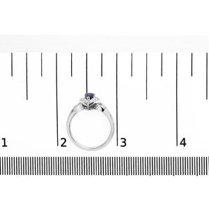.925 Sterling Silver 6x4mm Pear Sapphire Gemstone with Diamond Accent Fashion Halo Ring