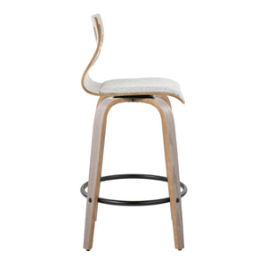 Folia - Contemporary Fixed Height Counter Stool With Swivel With Round Footrest (Set of 2) - Light Gray