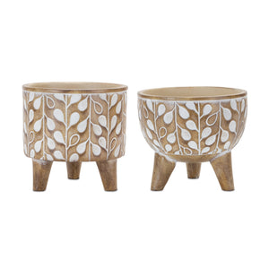 Leaf-print-planter-with-legs-(set-of-2)-Pots-&-Planters