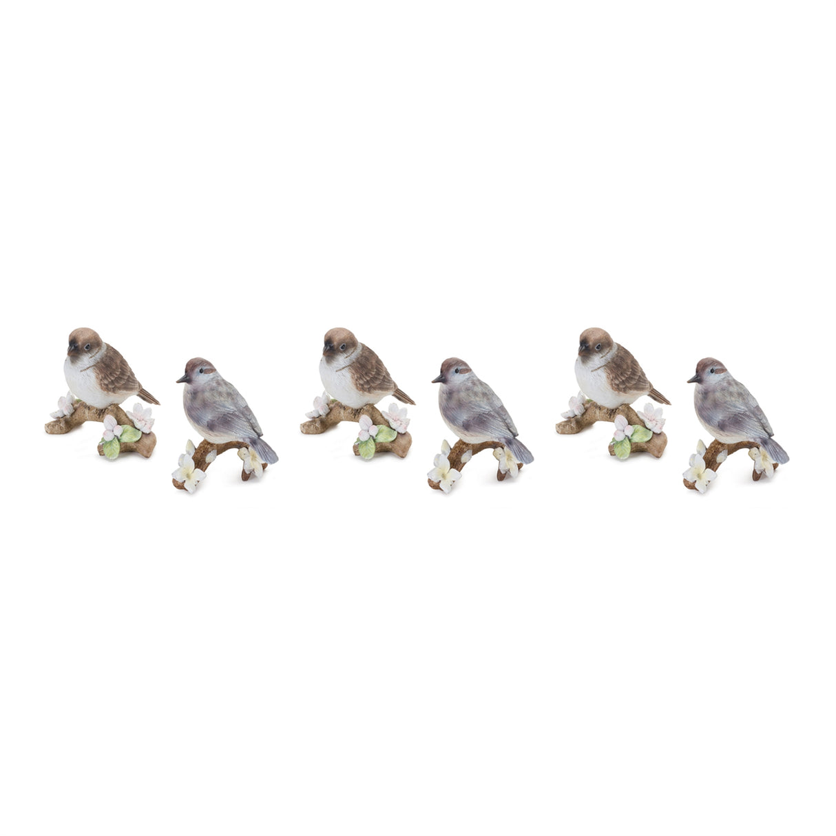 Bird on branch figurine (set of 6)
