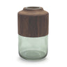 Sage glass vase with wood accent 11"h