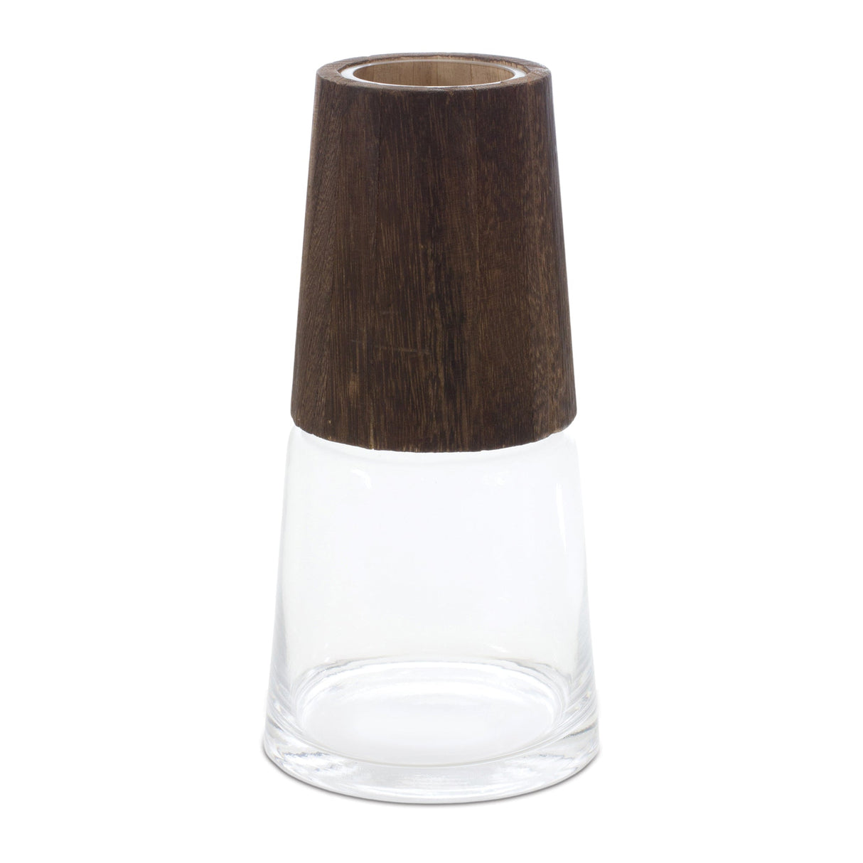 Tapered Glass Vase with Wood Accent (Set of 2)