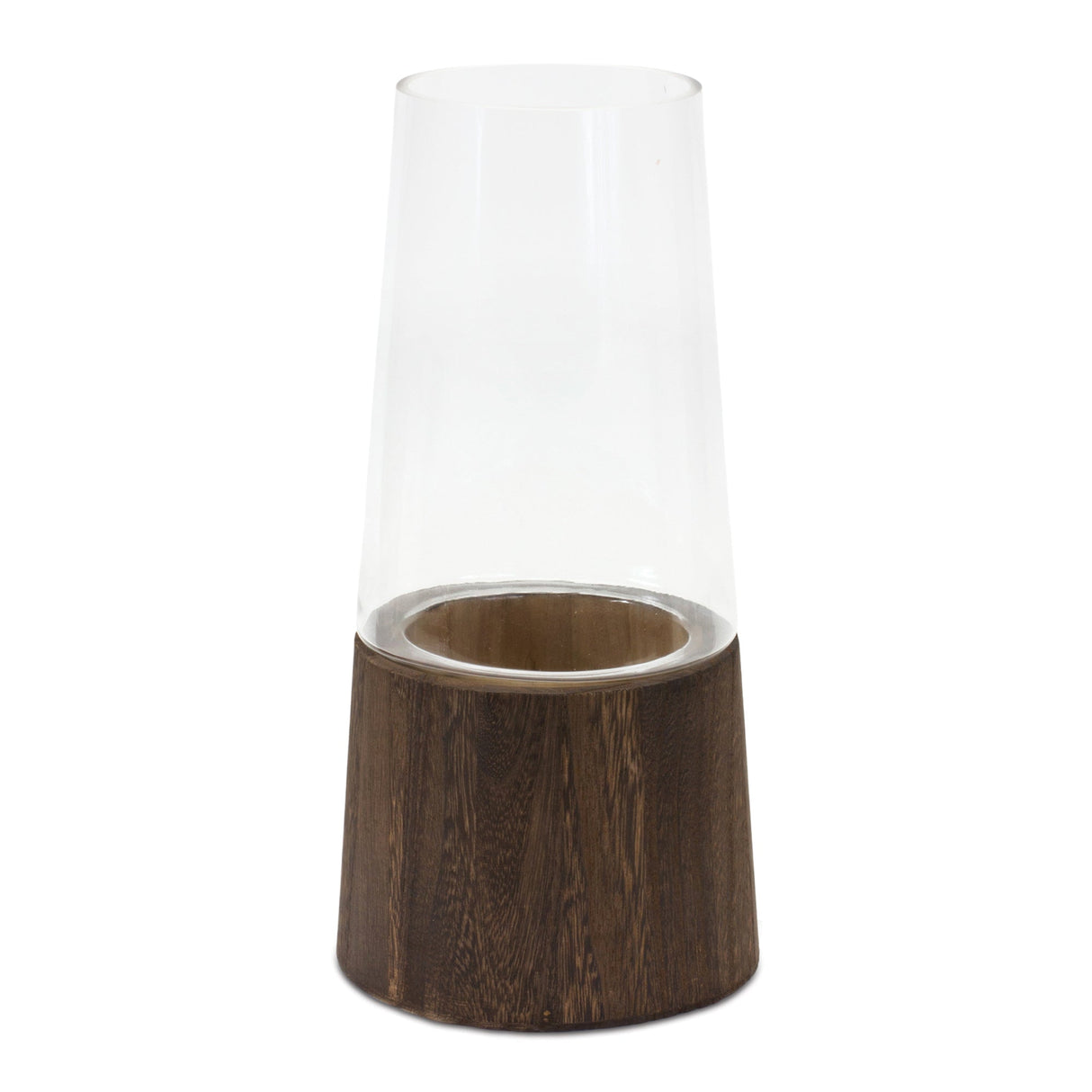 Tapered Glass Vase with Wood Accent (Set of 2)