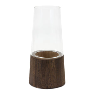 Tapered Glass Vase with Wood Accent (Set of 2)