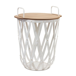Metal and Wood Side Basket Tables (Set of 2)