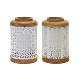 Geometric punched metal lantern (set of 2)