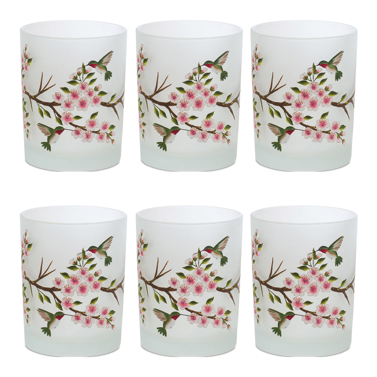 Glass Hummingbird Votive Candle Holder (Set of 6)