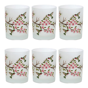 Glass Hummingbird Votive Candle Holder (Set of 6)