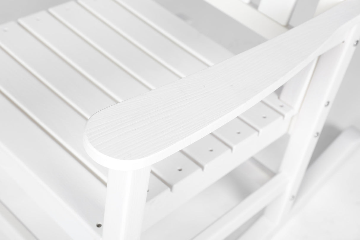 Oversized Rocking Chair with Wood-Texture, Outdoor Rocking Chair for Adults, All Weather Resistant Porch Rocker for Lawn Garden, White