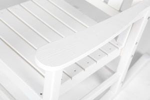 Oversized Rocking Chair with Wood-Texture, Outdoor Rocking Chair for Adults, All Weather Resistant Porch Rocker for Lawn Garden, White