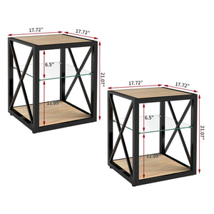 Set of 2 Modern End Table Nightstands