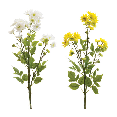 Yellow-Mum-Spray-(Set-of-12)-Artificial-Flowering-Plants