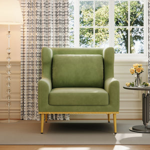 Elegant Curved Armrest Accent Armchair with Plush Foam Cushion - Green, Purple, Black, Beige