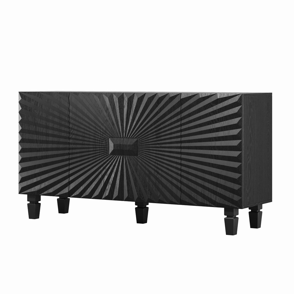 59'' Modern Buffet Sideboard with 4 Sunburst Doors