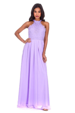 AX Paris Women's Lace Choker Neck Maxi Dress Purple Size 13