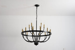 15-Light Industrial Iron Candle Chandelier Modern Farmhouse Pendant Light