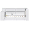 Platform Bed With Upholstered Headboard, Storage Shelves, Drawers, Charging Station, LED Lighting, Built In Desk