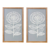 Framed paper mache flower wall art (set of 2)