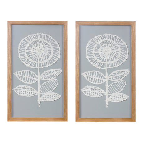 Framed paper mache flower wall art (set of 2)