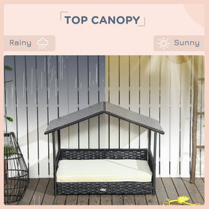 PawHut Wicker Dog House Outdoor with Canopy