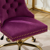 Office Chair Modern Velvet Upholstered Tufted Button Purple