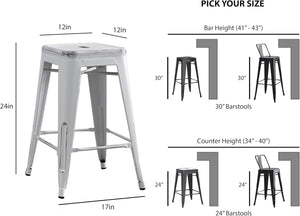 Backless Modern Industrial Bar Stools (Set of 2)