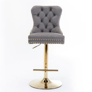 Thick Swivel Barstools Adjusatble Seat Height From 25-33", Modern Upholstered Bar Stools With Backs Comfortable Tufted For Home Pub And Kitchen Island (Set of 2)
