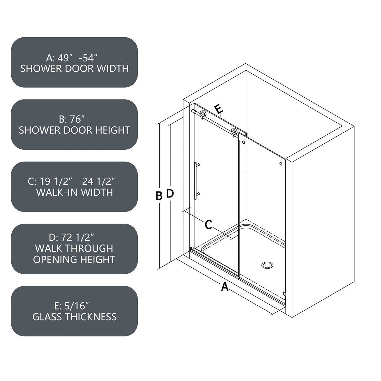 5476 Tempered Glass Shower Door