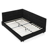 Mid-Century Storage Upholstered Tufted Bed Frame With Backrest And Armrests