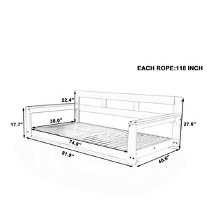 TOPMAX Patio Wooden Twin Size Porch Swing Daybed Frame