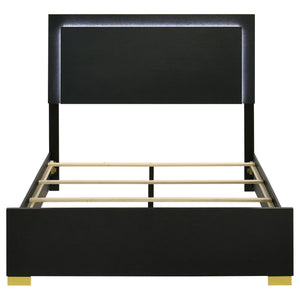 Marceline Wood Full LED Panel Bed Black