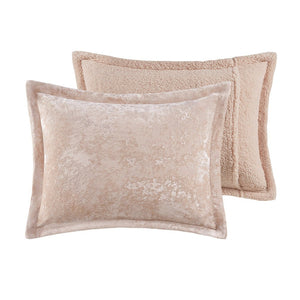 Full/Queen Crushed Velvet Sherpa Reversible Comforter Set