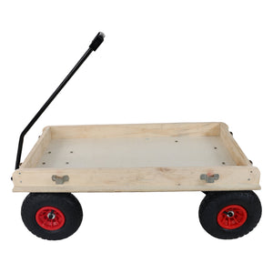 Children's and Garden Wooden Carriage with All-Terrain Inflatable Wheels